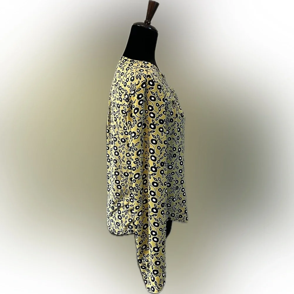 Ann Taylor LOFT Yellow and Black Floral Blouse size S - Picture 2 of 13